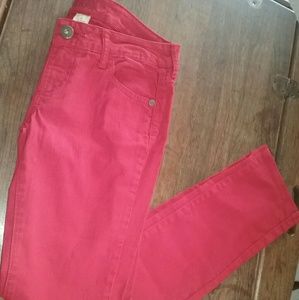 Dark red skinny jeans